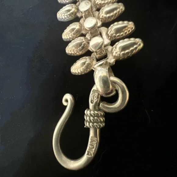 Handcrafted Oxidized Silver Centipede Design Bracelet - Picture 4 of 5